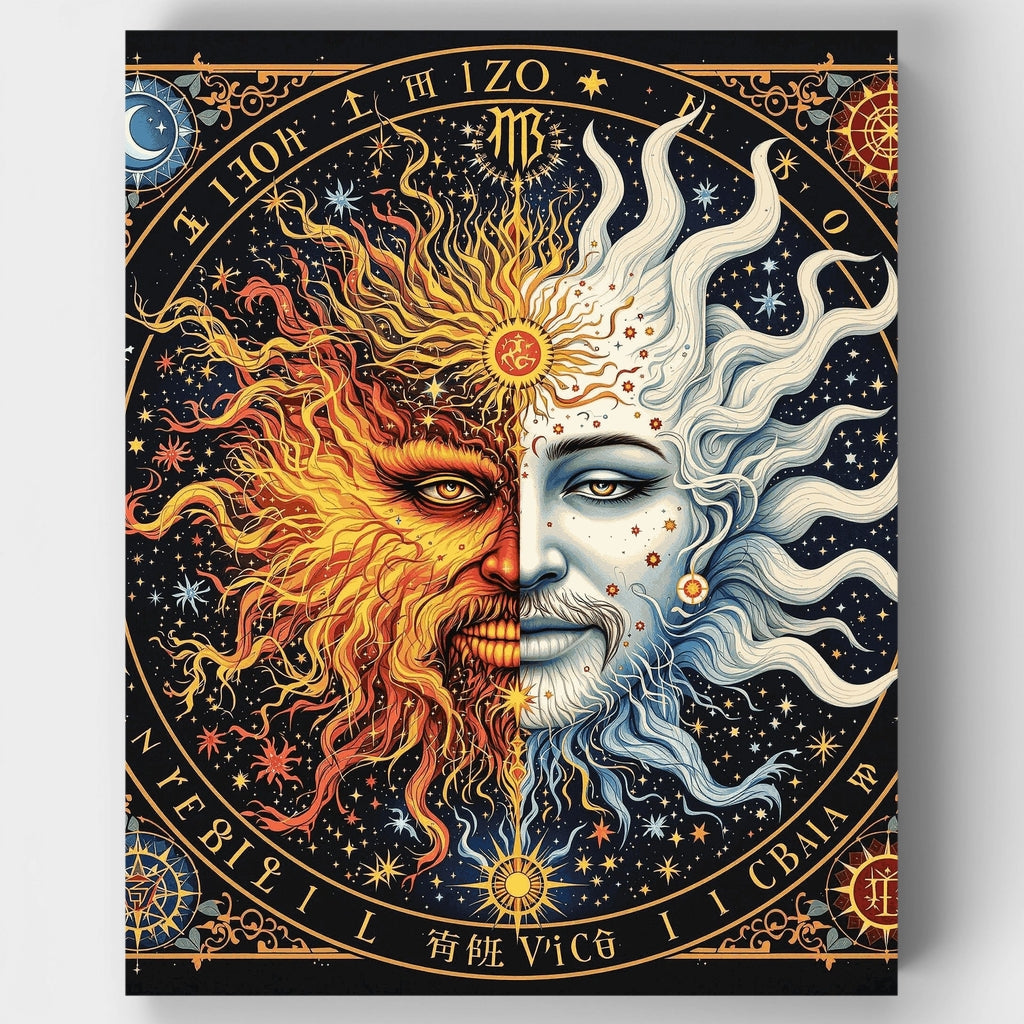 Kit de pintura por números: Sol y Luna celestiales — Estándar