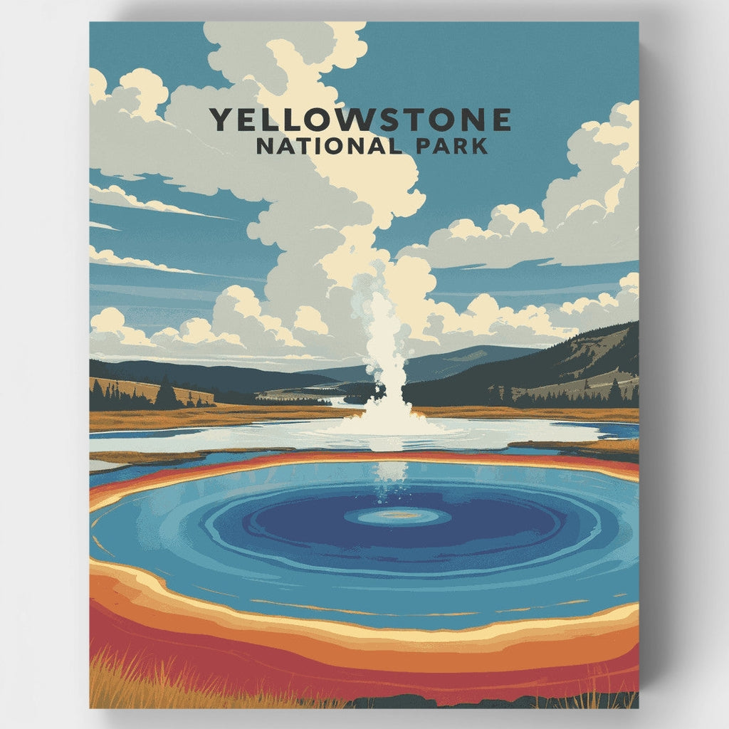 Vista de aguas termales de Yellowstone - Kit de pintura por números — Estándar