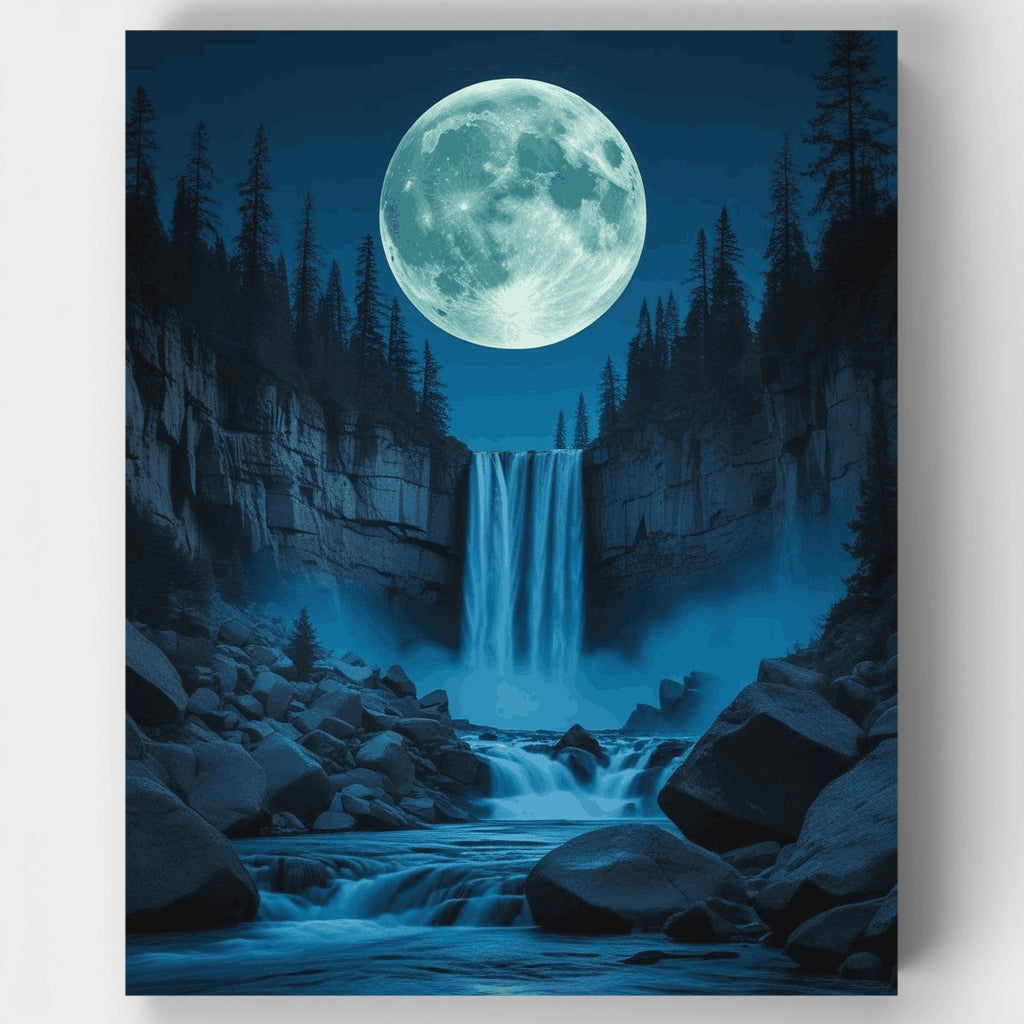 Cascada bajo la luz de la luna - Kit de pintura por números — Estándar