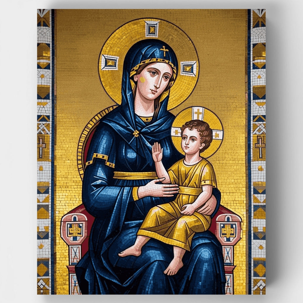 Kit de pintura por números - Mosaico de la Virgen con el Niño — Estándar