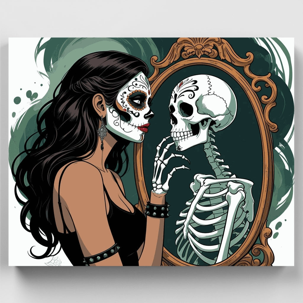 Kit de pintura por números: Calavera espejo del Día de los Muertos — Estándar