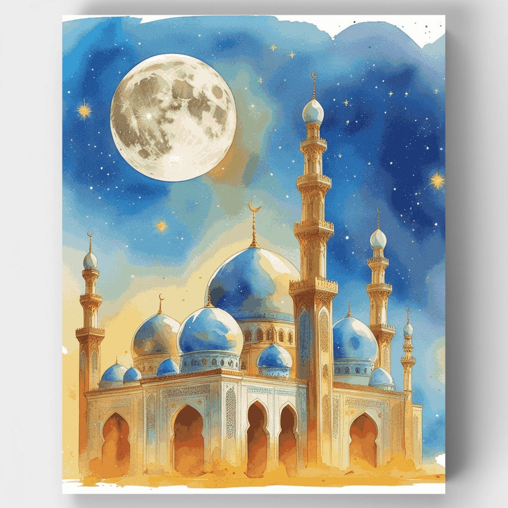Mezquita mística bajo luna llena - Kit de pintura por números — Estándar