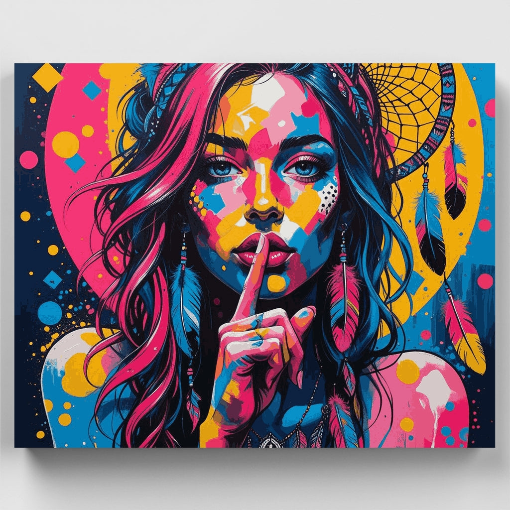 Retrato vibrante de nativo americano - Kit de pintura por números — Estándar