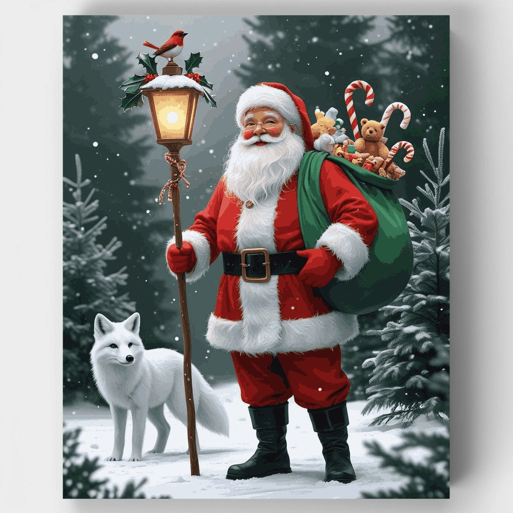 Santa Claus en el bosque invernal - Kit de pintura por números — Estándar