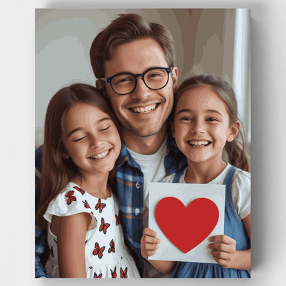 Father and Daughters Heart Card - Paint by Numbers Kit