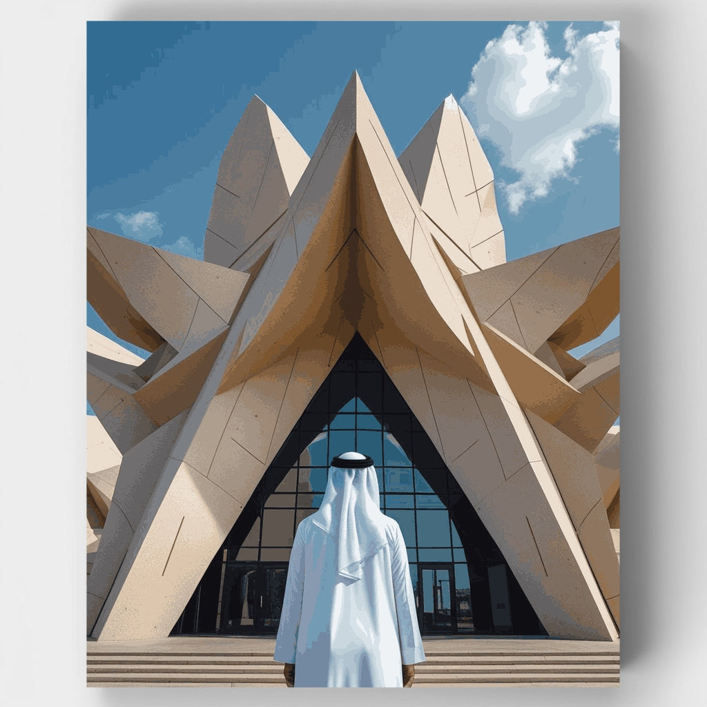 Modern Islamic Architecture with Traditional Figure - Paint by Numbers Kit