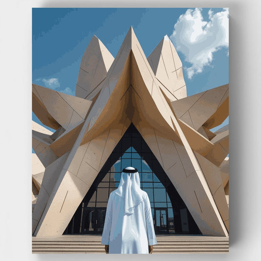 Modern Islamic Architecture with Traditional Figure - Paint by Numbers Kit