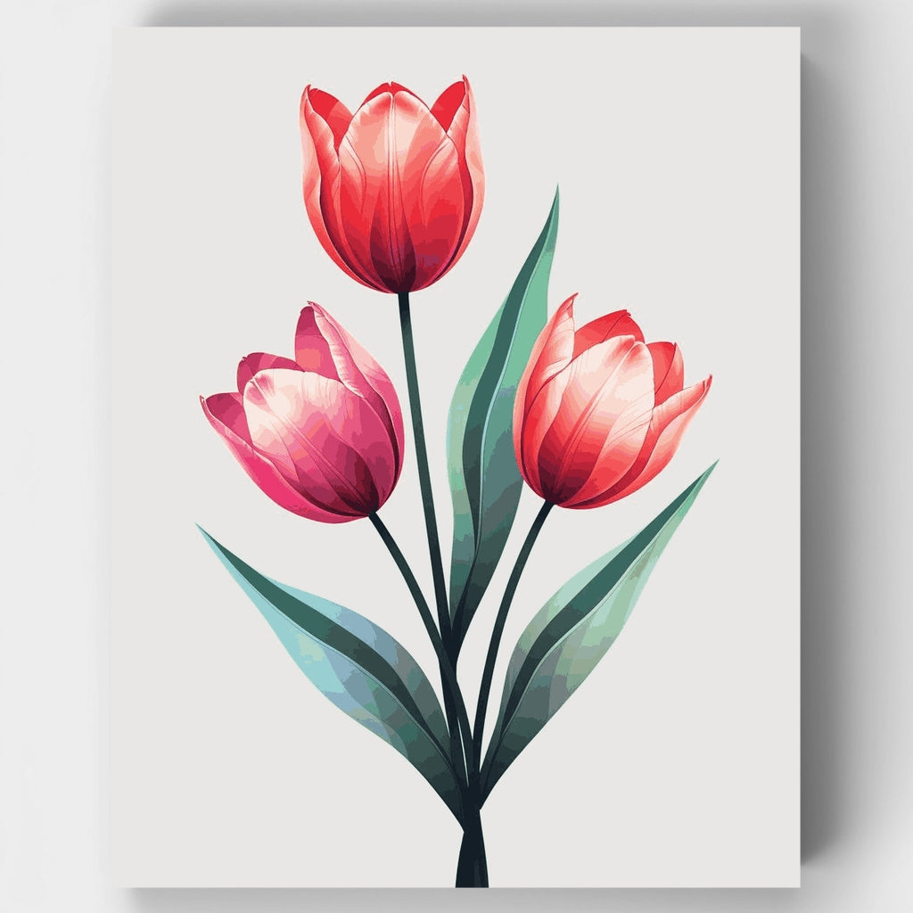 Red Tulips Bouquet - Paint by Numbers Kit