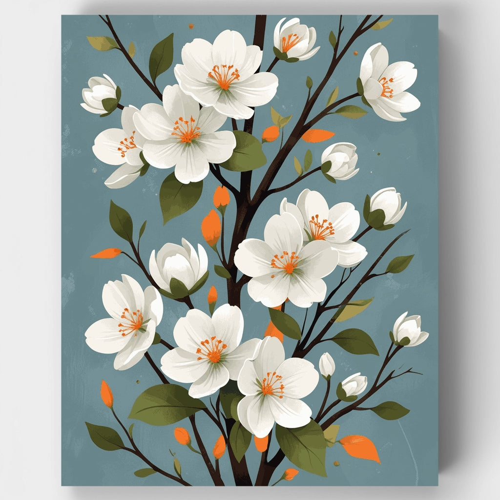 White Cherry Blossoms - Paint by Numbers Kit