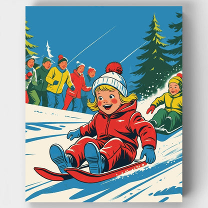 Winter Sledding Adventure - Paint by Numbers Kit