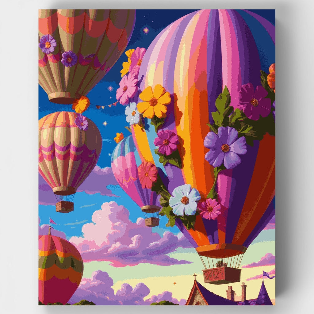 Floral Fantasy Hot Air Balloons - Paint by Numbers Kit