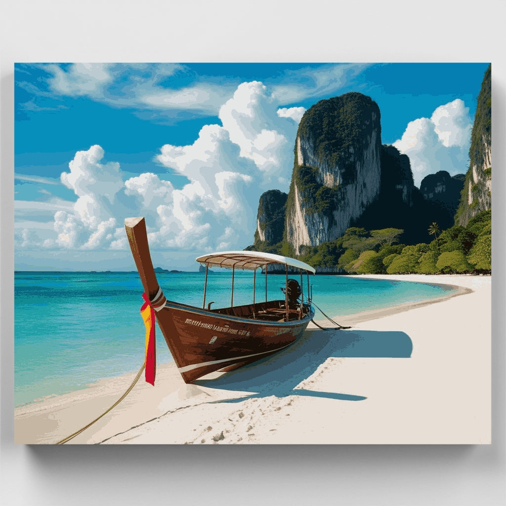 Paraíso de barcas tailandesas de cola larga - Kit de pintura por números — Estándar