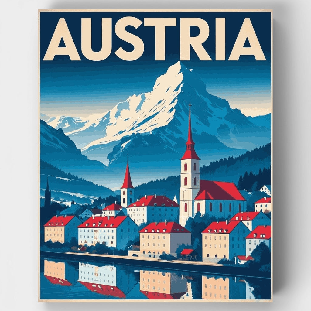 Pueblo de montaña austríaco - Kit de pintura por números — Estándar