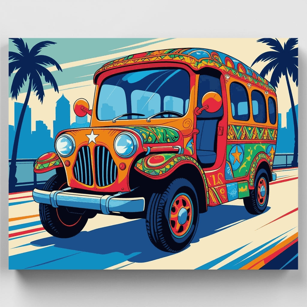 Aventura en Jeepney colorido - Kit de pintura por números — Estándar