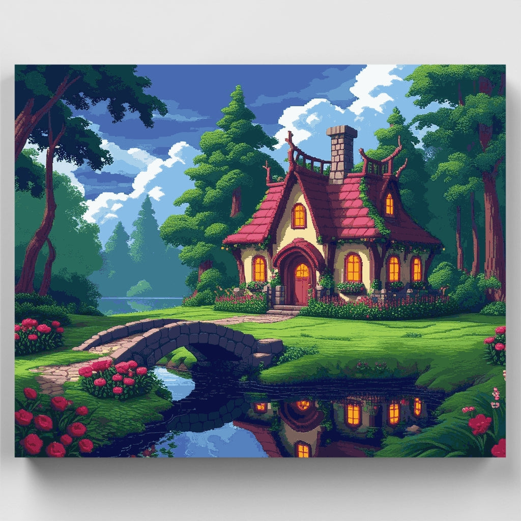 Kit de pintura por números - Jardín de cabaña encantado — Estándar