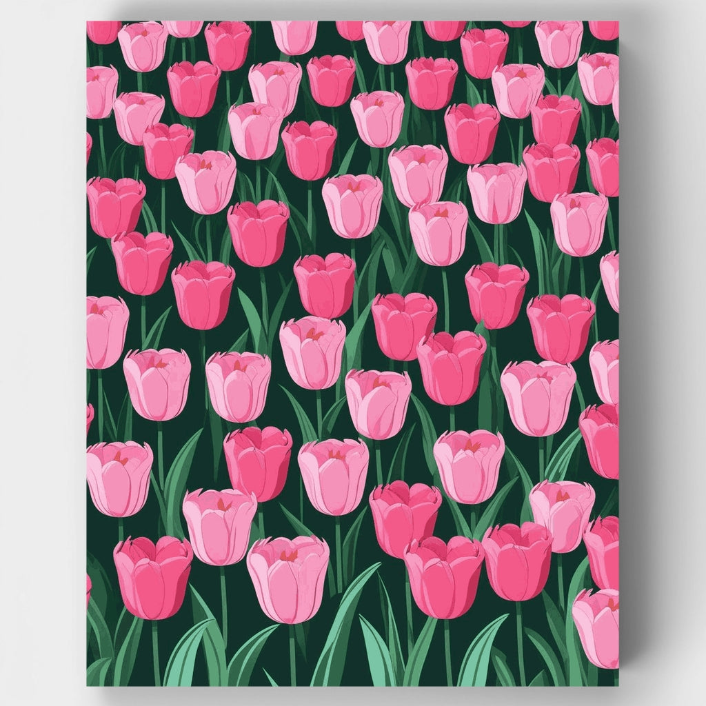 Jardín de tulipanes rosas - Kit de pintura por números — Estándar