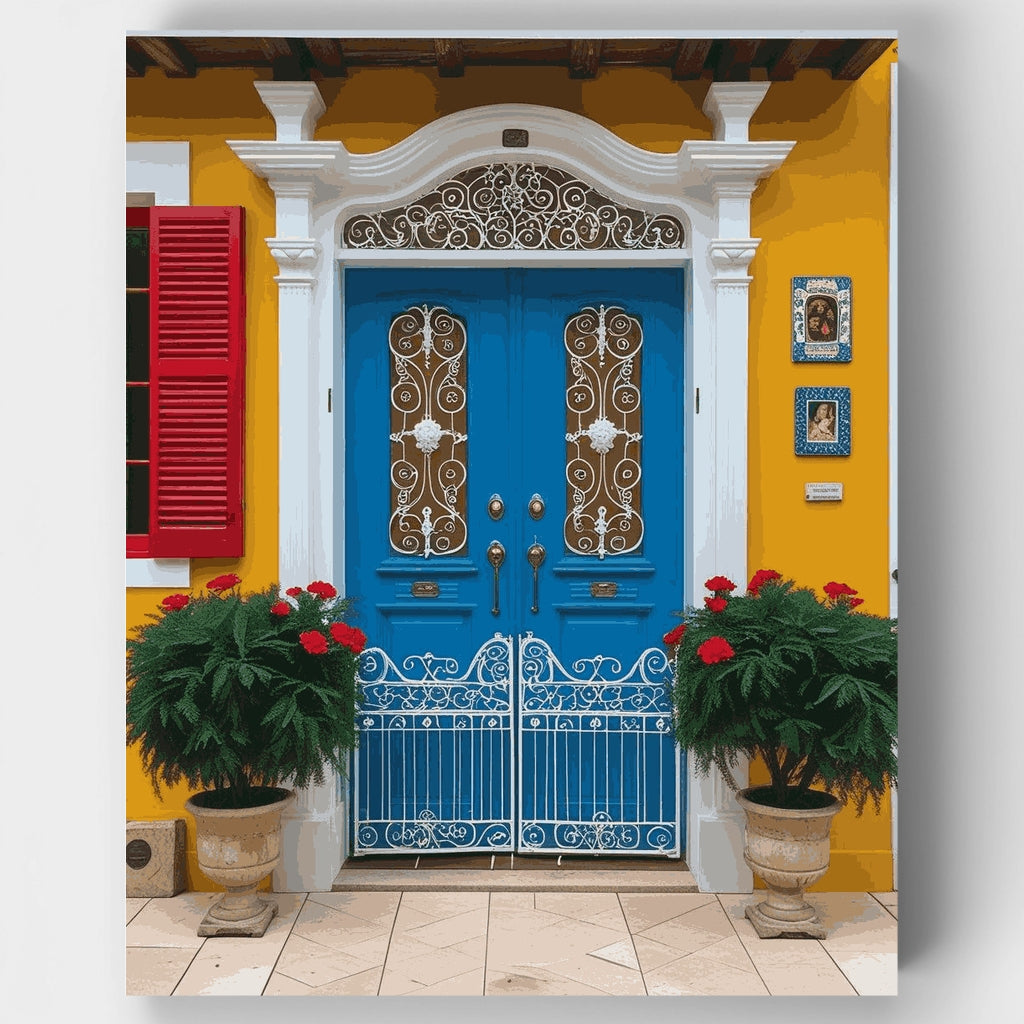 Kit de pintura por números - Puerta azul mediterránea — Estándar