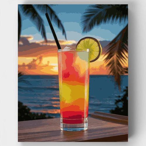 Paradise Beach Tequila Sunrise - Paint by Numbers Kit