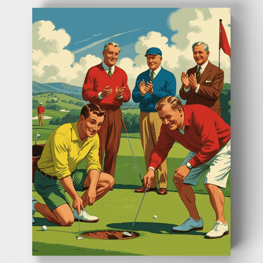 Escena de golf vintage - Kit de pintura por números — Estándar