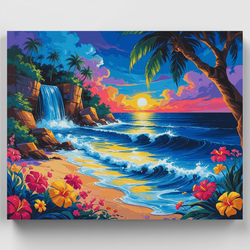 Paraíso de Cascada Tropical - Kit de Pintura por Números — Estándar