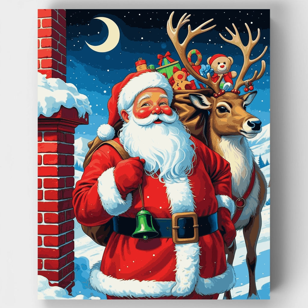 Santa con renos - Kit de pintura por números — Estándar