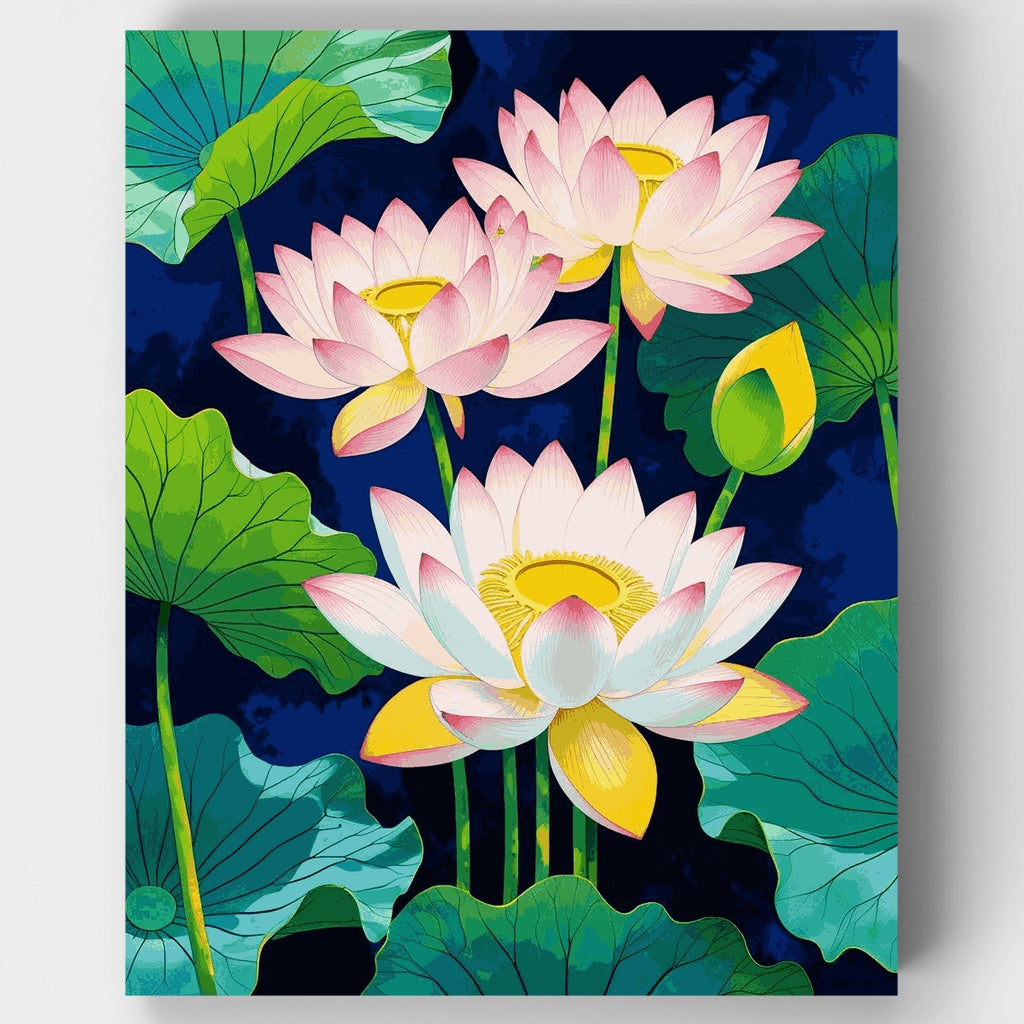Flores de loto - Kit de pintura por números — Estándar