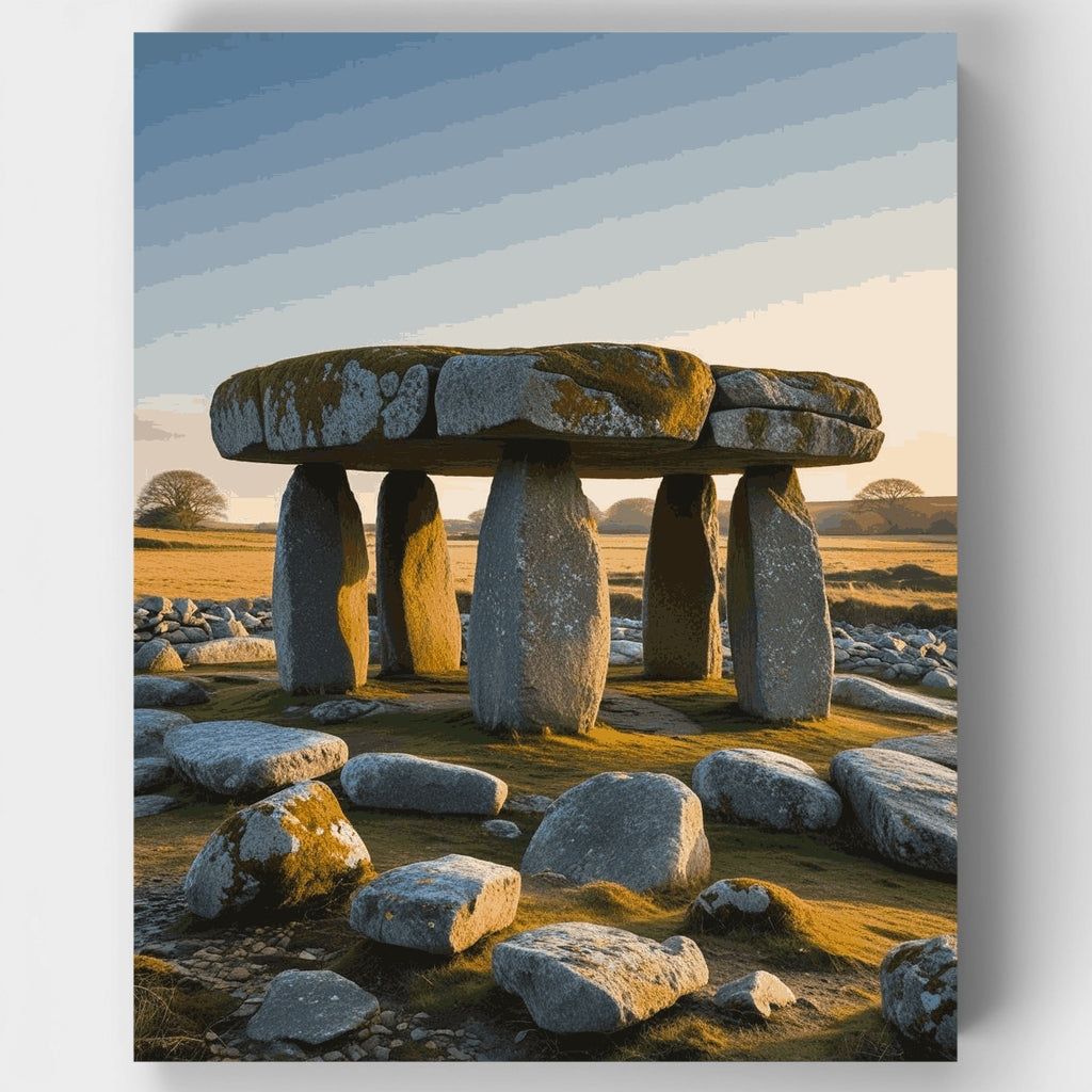 Círculo de piedras ancestral al atardecer - Kit de pintura por números — Estándar