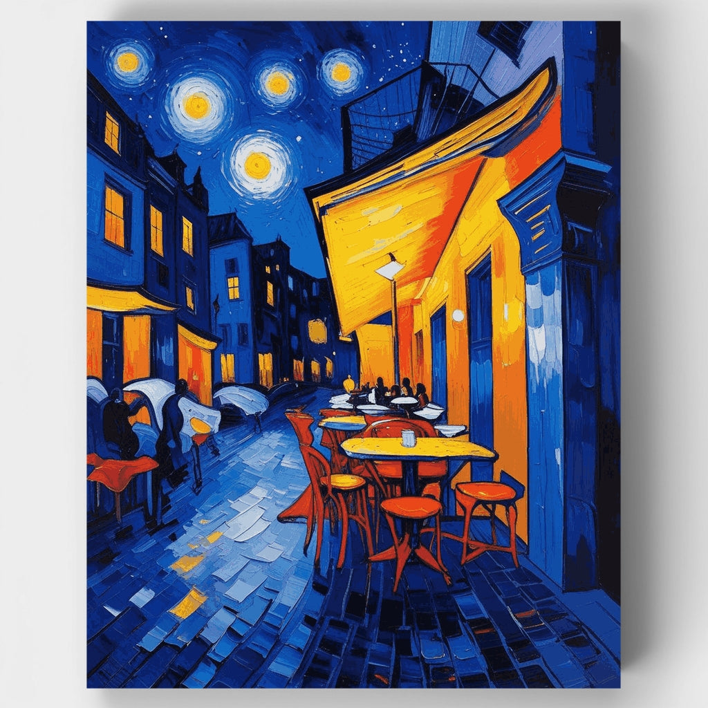 Terraza de café por la noche - Kit de pintura por números — Estándar
