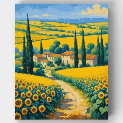 Tuscan Sunflower Fields - Paint by Numbers Kit