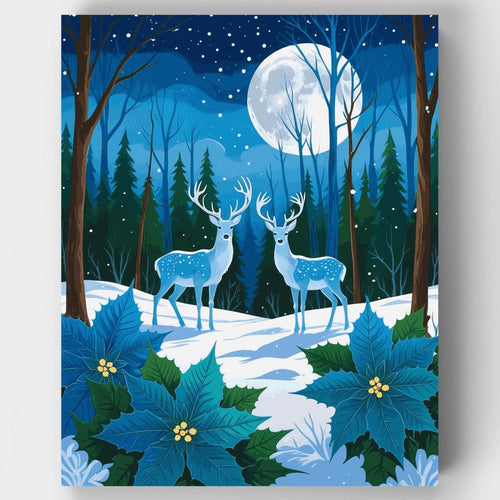 Moonlit Winter Deer - Paint by Numbers Kit