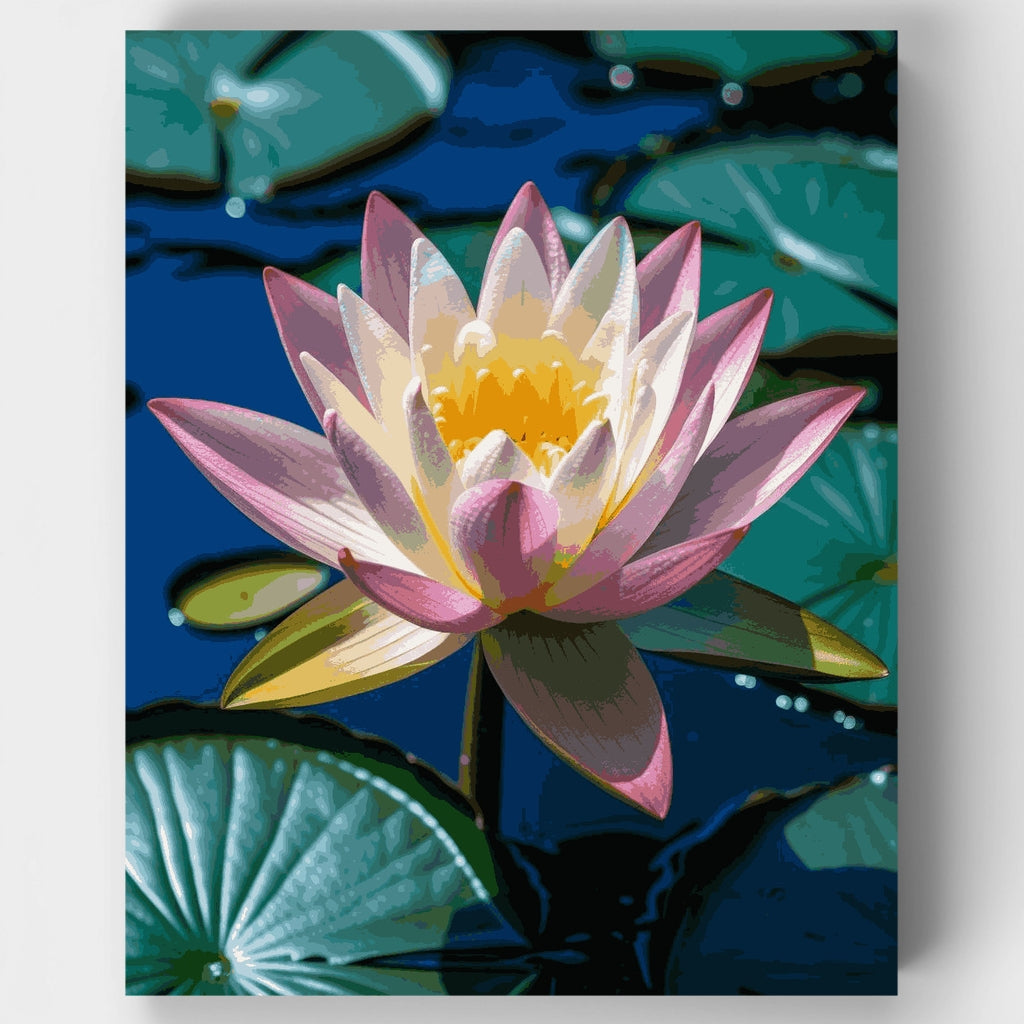 Flor de loto serena sobre aguas tranquilas - Kit de pintura por números — Estándar