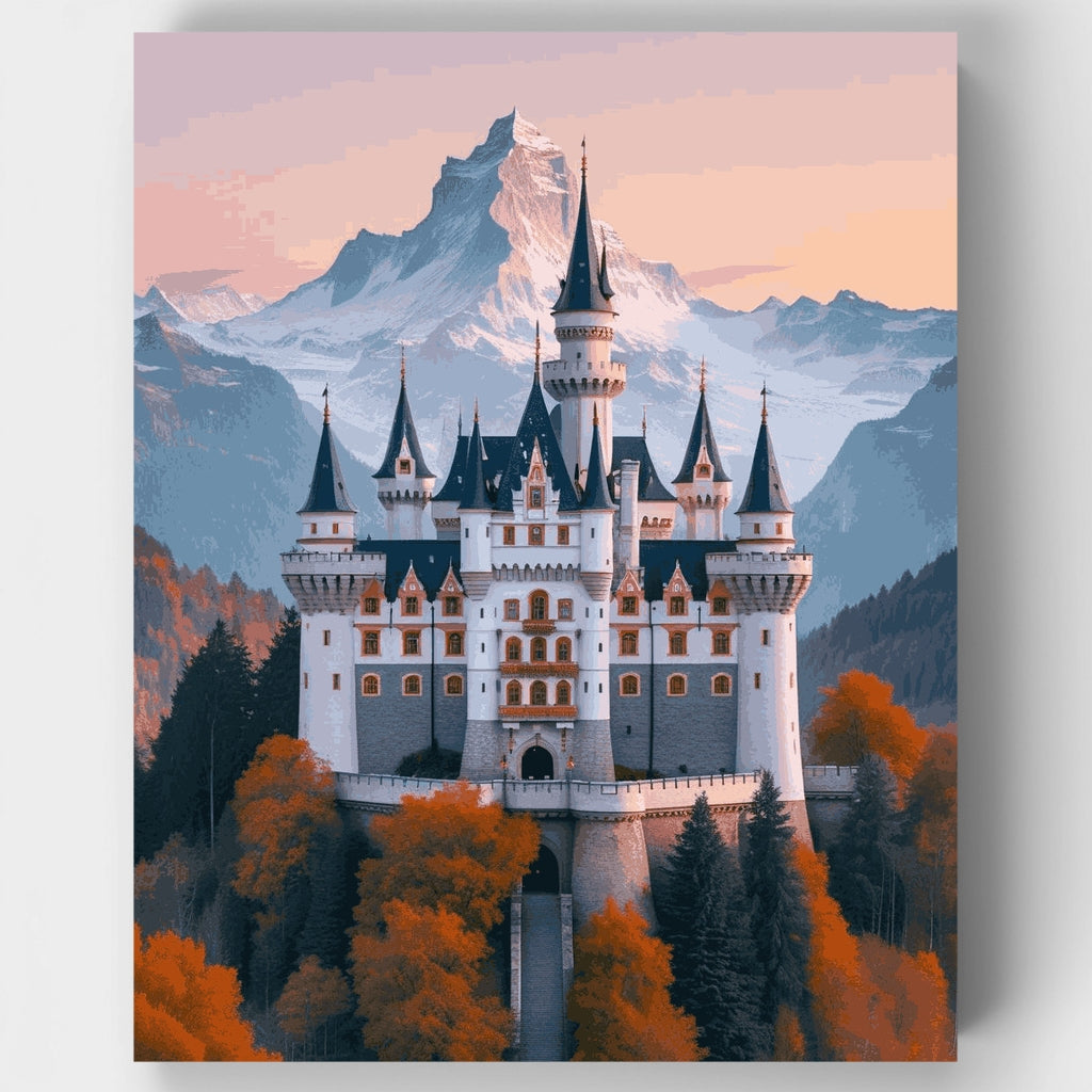 Kit de pintura por números: Paisaje alpino del castillo de Neuschwanstein — Estándar