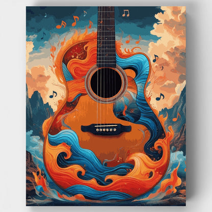 Fire and Water Guitar - Paint by Numbers Kit