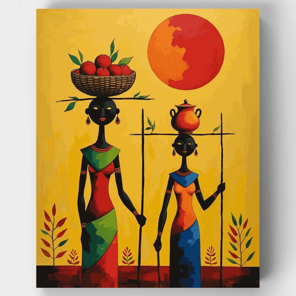 Mujeres africanas transportando la cosecha - Kit de pintura por números — Estándar