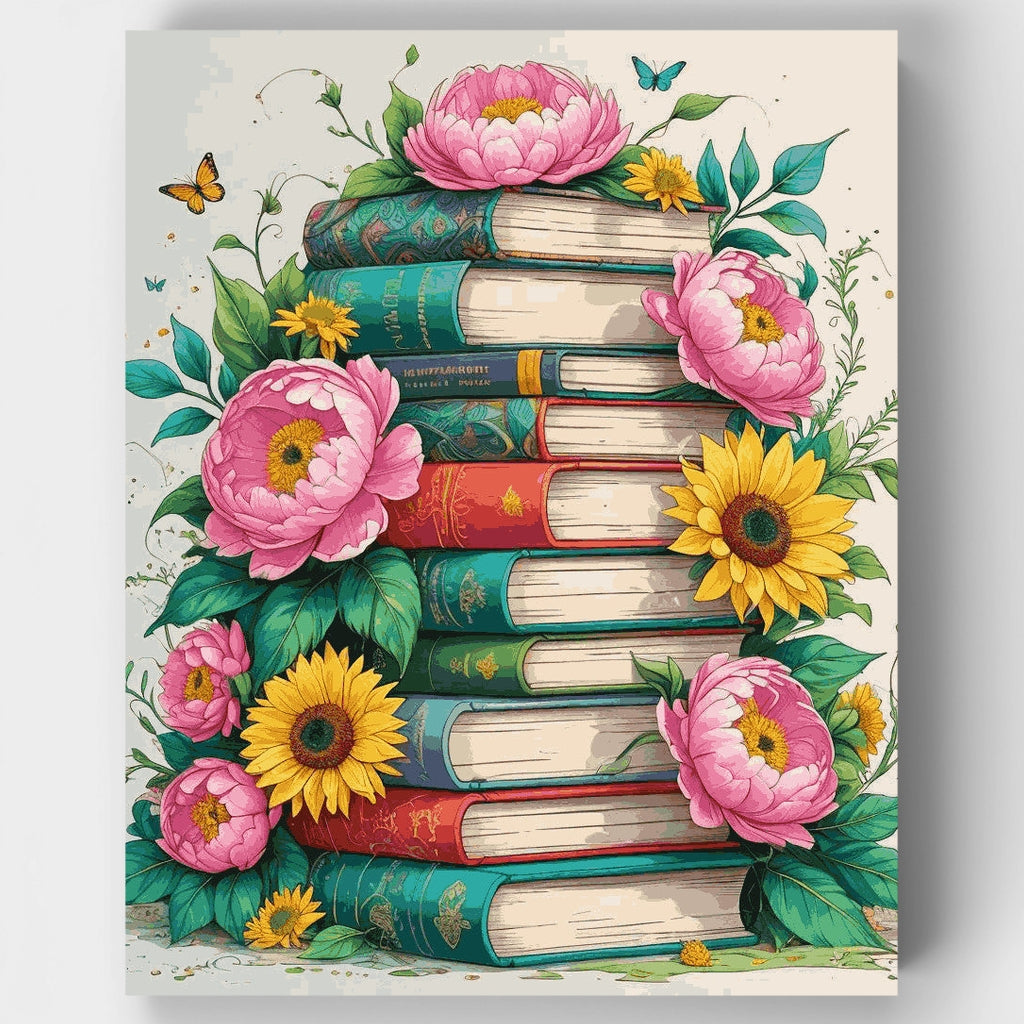 Biblioteca Encantada en Flor - Kit de pintura por números — Estándar