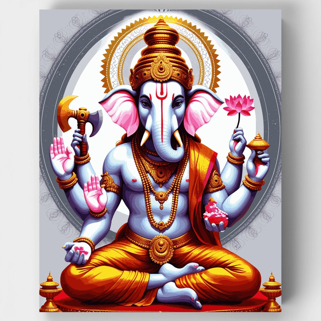 Lord Ganesha with Lotus - Paint by Numbers Kit