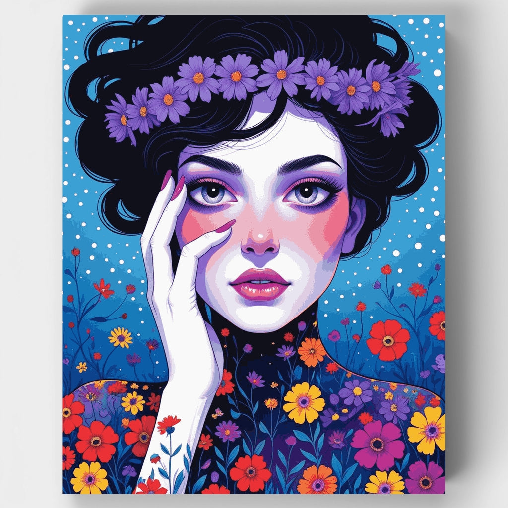 Retrato floral caprichoso de mujer - Kit de pintura por números — Estándar