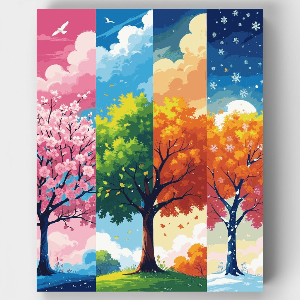 Panorama de árboles estacionales - Kit de pintura por números — Estándar