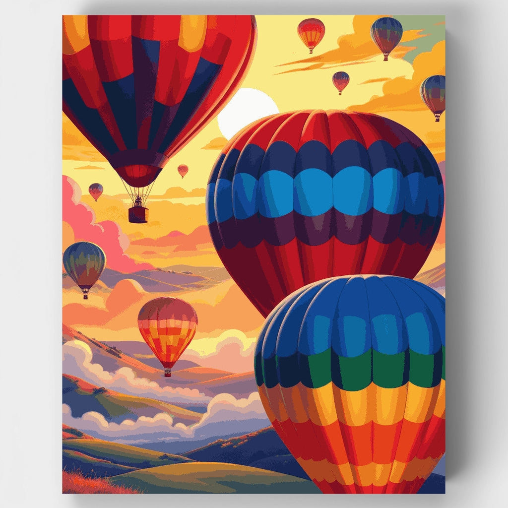 Aventura en globo al amanecer colorido - Kit de pintura por números — Estándar