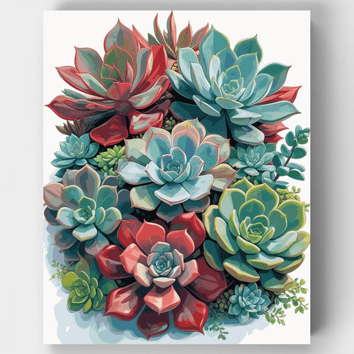 Colorful Succulent Arrangement - Paint by Numbers Kit