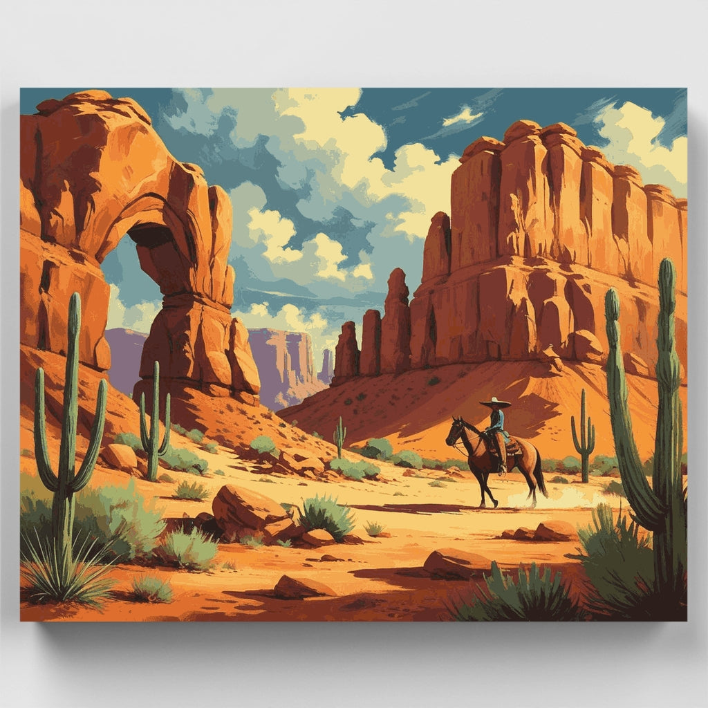 Jinete en el Cañón del Desierto Occidental - Kit de Pintura por Números — Estándar