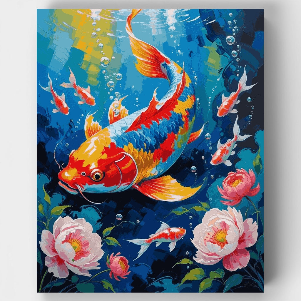 Vibrant Koi Fish Underwater Garden - Paint by Numbers Kit