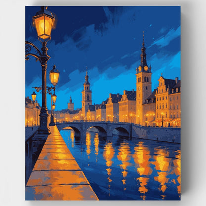 European Evening Cityscape - Paint by Numbers Kit