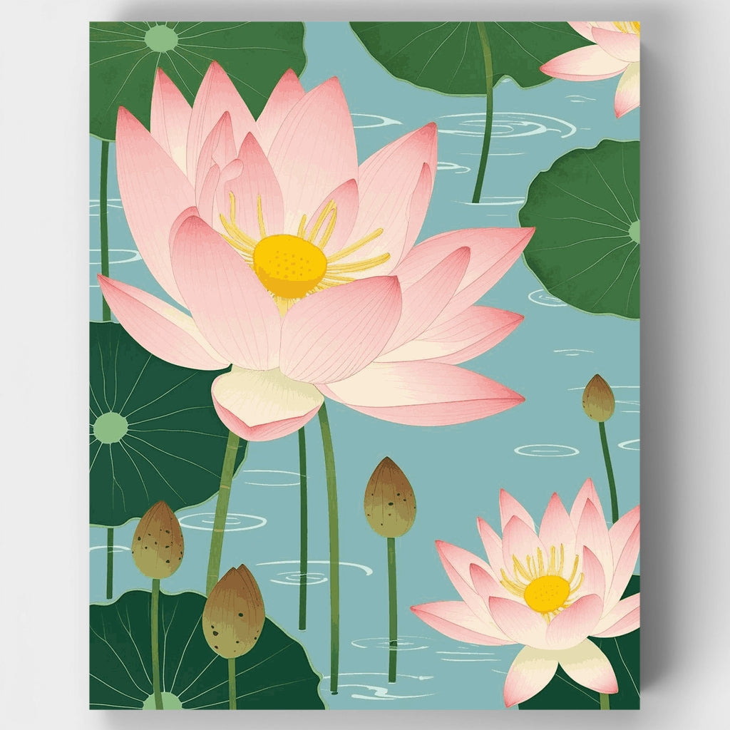 Serene Lotus Pond - Paint by Numbers Kit