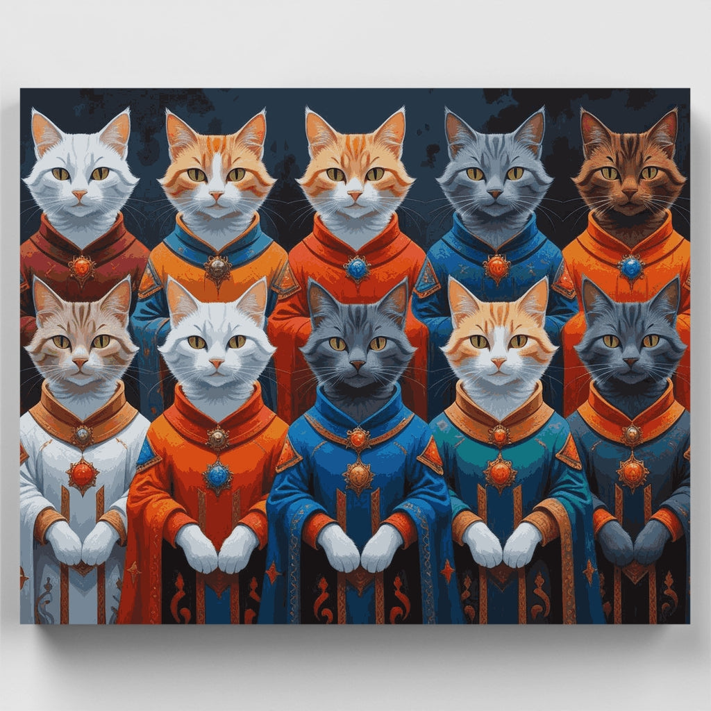 Fantasy Cats in Medieval Robes - Paint by Numbers Kit