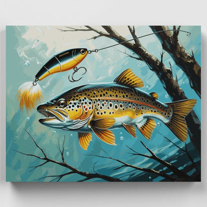 Trout Fishing Lure Underwater Scene - Paint by Numbers Kit
