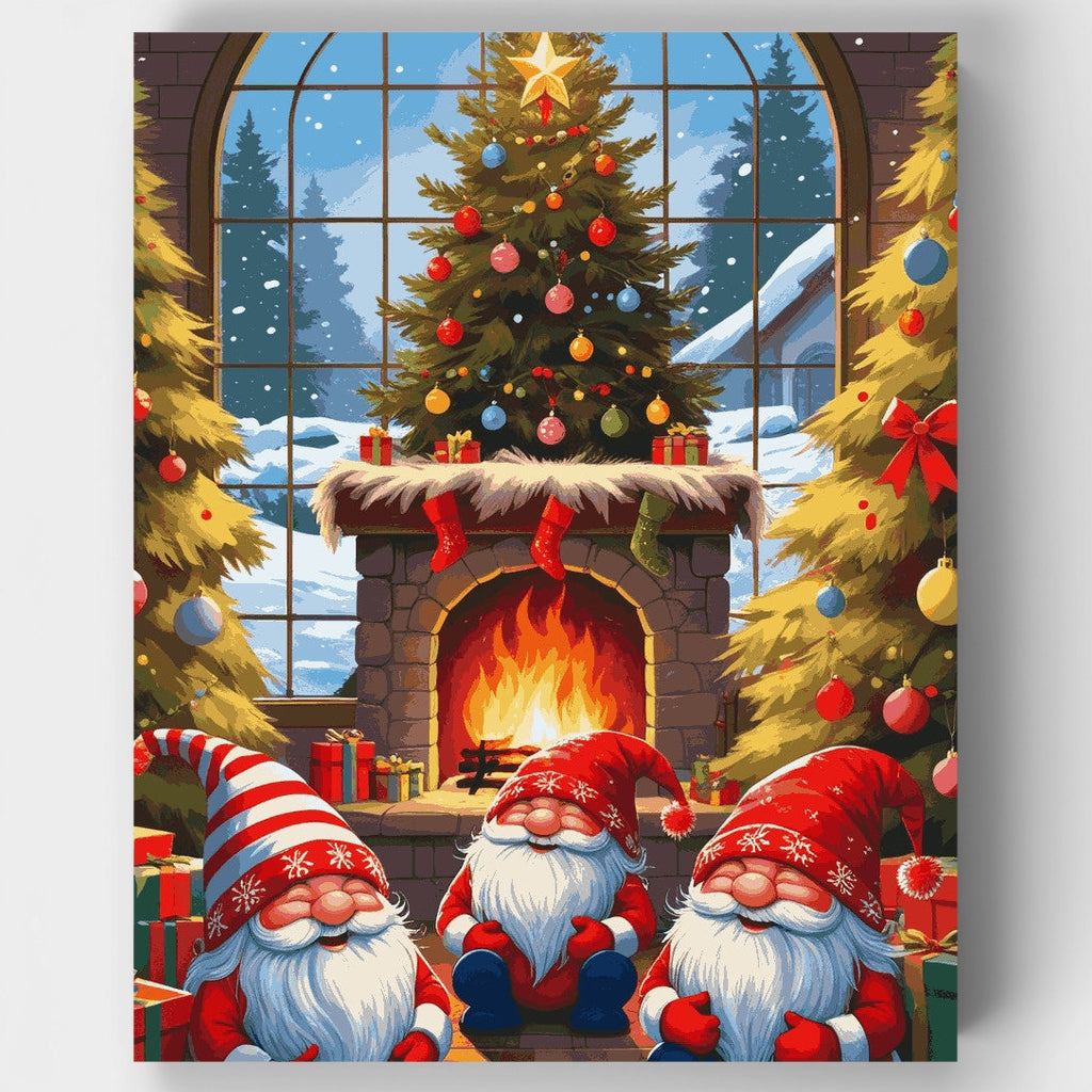 Gnomos navideños acogedores - Kit de pintura por números — Estándar