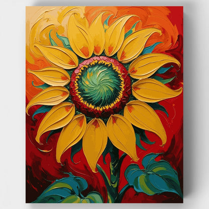 Expressive Sunflower with Swirling Petals - Paint by Numbers Kit