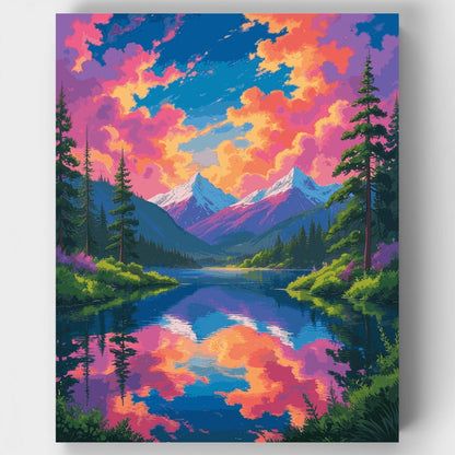 Mountain Lake Sunset - Paint by Numbers Kit