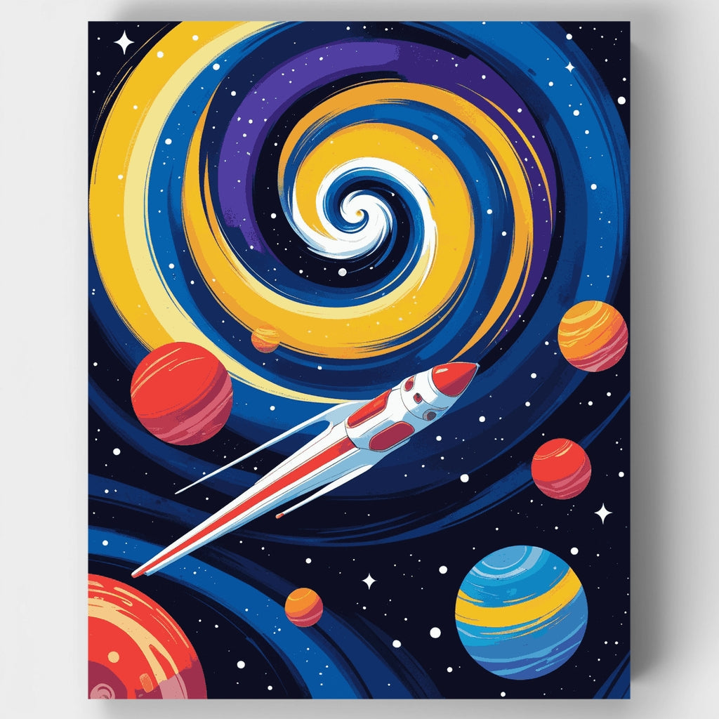 Kit de pintura por números - Viaje en cohete cósmico — Estándar